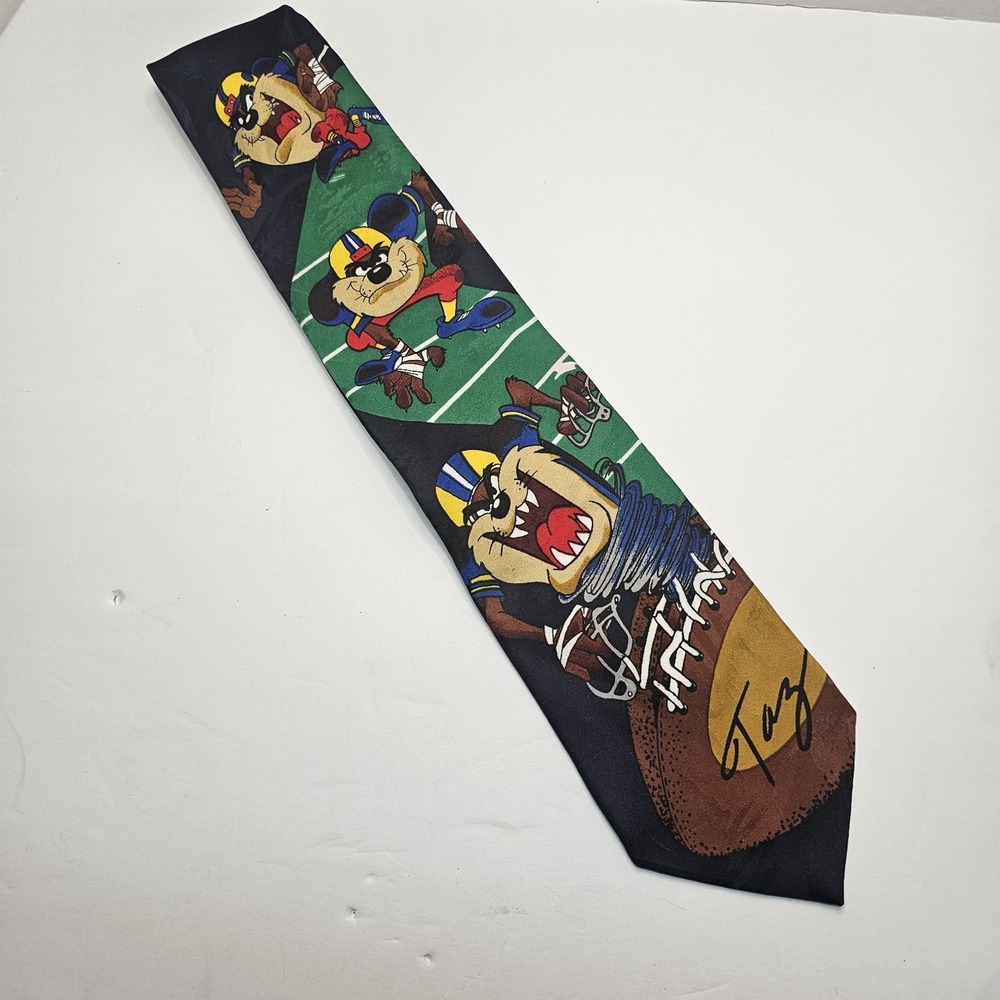Looney Tunes Taz Necktie Football Men's Tasmanian Devil 1995 Vintage 90's
